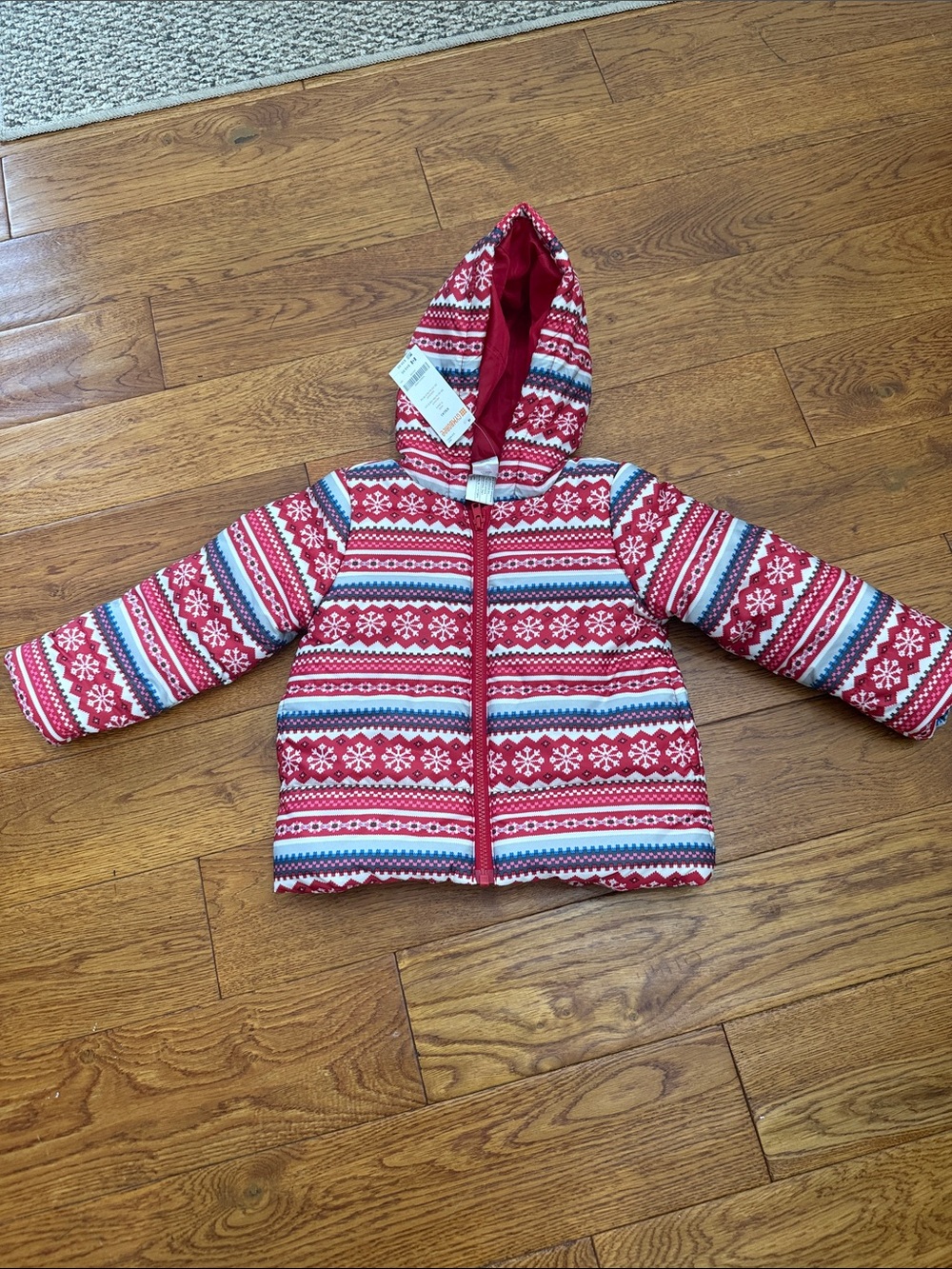 GYMBOREE Girl's Puffer Jacket- Fair Isle Snowflake Pattern Red sz xs (4) NWTs